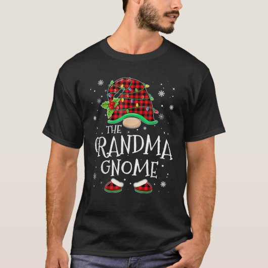 Grandma Gnome Red Plaid Matching Family Christmas T-Shirt (Vorderseite)