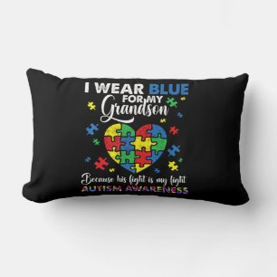 Grandma Grandpa I Wear Blue For My Grandson Autism Lendenkissen