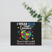 Grandma Grandpa I Wear Blue For My Grandson Autism Postkarte (Stehend Vorderseite)