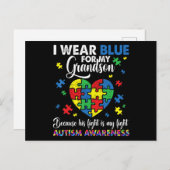 Grandma Grandpa I Wear Blue For My Grandson Autism Postkarte (Vorne/Hinten)