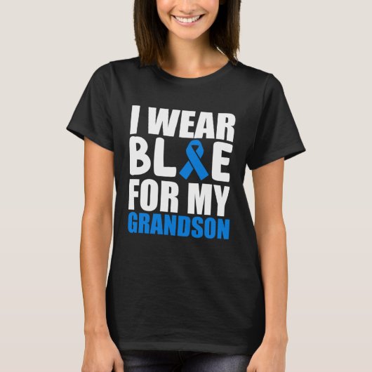 Grandma Grandpa I Wear Blue For My Grandson Autism T-Shirt (Vorderseite)