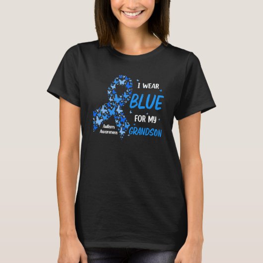 Grandma Grandpa I Wear Blue For My Grandson Autism T-Shirt (Vorderseite)