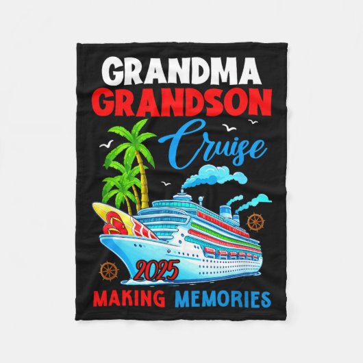 Grandma Grandson Cruise 2025 Memories Christmas Fa Fleecedecke (Vorderseite)