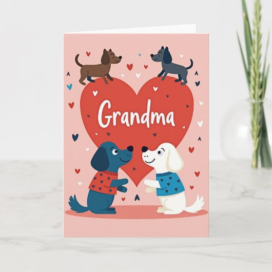 Grandma Heart Pattern Dogs Card Karte (Vorderseite)