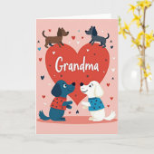 Grandma Heart Pattern Dogs Card Karte (Gelbe Blume)