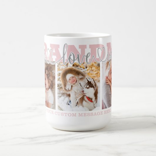 GRANDMA I Love You 3 Photos Pink Kaffeetasse (Mittel)