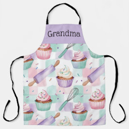 Grandma Lavender Teal Cupcake Baking Crew Schürze