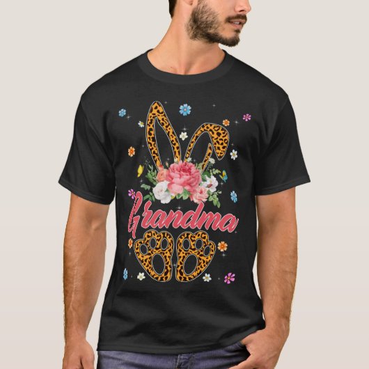 Grandma Leopard Bunny Matching Family Easter Day P T-Shirt (Vorderseite)