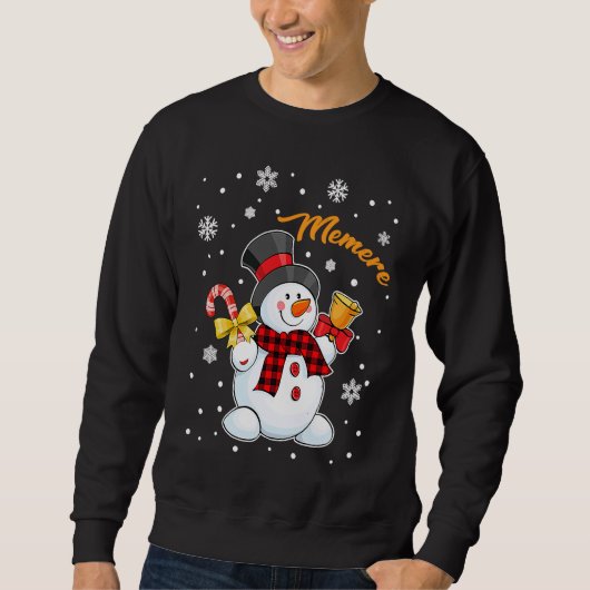 Grandma Memere Snowman Candy Cane Christmas Red Pl Sweatshirt (Vorderseite)