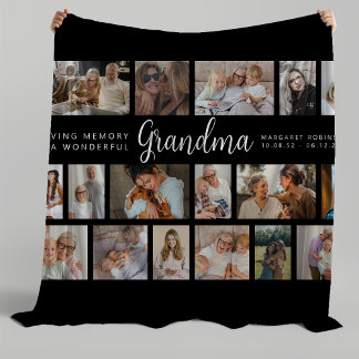 Grandma Memorial 18 Photo Collage Fleecedecke