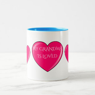 GRANDMA mit rosa Herzen Kaffee oder Tee Tasse. Zweifarbige Tasse
