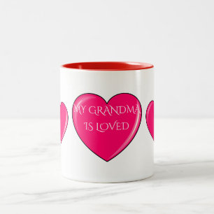 GRANDMA mit rosa Herzen Kaffee oder Tee Tasse. Zweifarbige Tasse