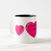 GRANDMA mit rosa Herzen Kaffee oder Tee Tasse. Zweifarbige Tasse (Vorderseite Links)