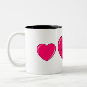 GRANDMA mit rosa Herzen Kaffee oder Tee Tasse. Zweifarbige Tasse (Links)