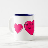 GRANDMA mit rosa Herzen Kaffee oder Tee Tasse. Zweifarbige Tasse (Vorderseite Links)