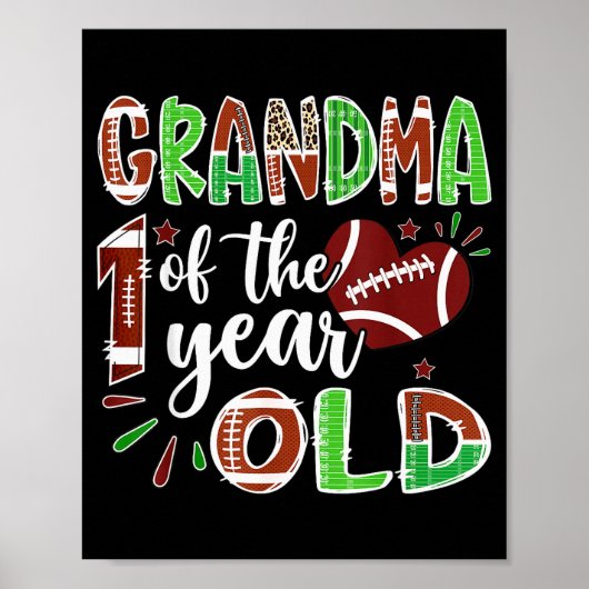 Grandma Of The 1 Year Old Football 1st Birthday Bo Poster (Vorne)