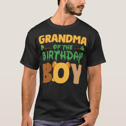 Grandma Of The Birthday Boy Lion Family Party Deco T-Shirt (Vorderseite)