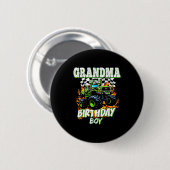 Grandma Of The Birthday Boy Monster Truck Birthday Button (Vorne & Hinten)