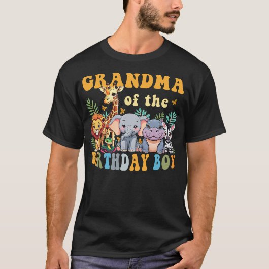 Grandma of the Birthday Boy Safari Jungle Animal M T-Shirt (Vorderseite)