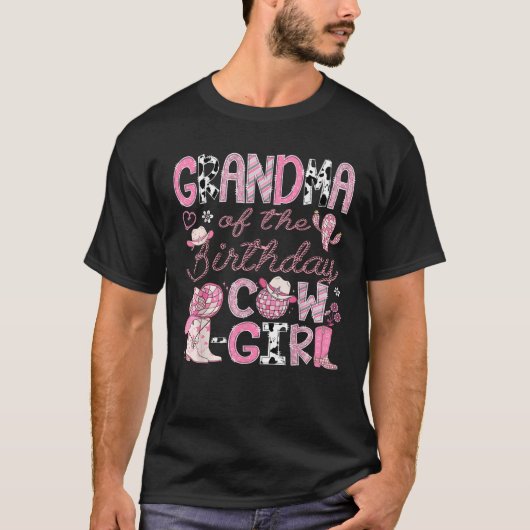 Grandma Of The Birthday Cow Girl Rodeo CowGirl 1St T-Shirt (Vorderseite)