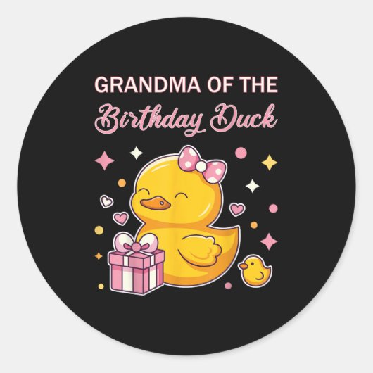Grandma Of The Birthday Duck Christmas Anime Party Runder Aufkleber (Vorderseite)