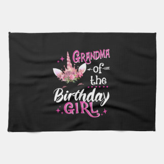 Grandma Of The Birthday Girl Unicorn Flower Long S Geschirrtuch