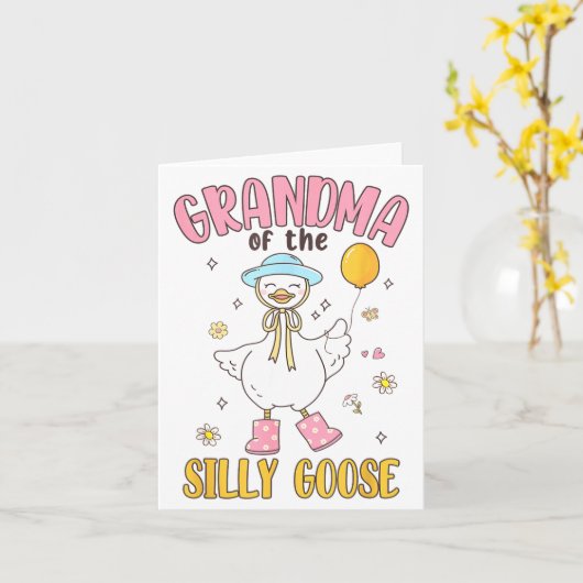 Grandma Of The Silly Goose First Birthday Family M Karte (Gelbe Blume)