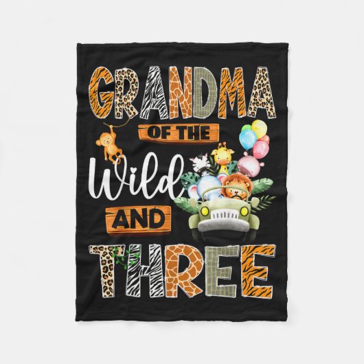 Grandma Of The Wild And Three 3rd Birthday Boy Saf Fleecedecke (Vorderseite)