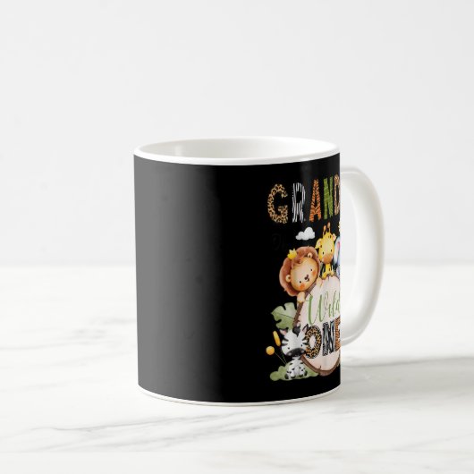 Grandma Of The Wild One 1st Birthday Boy Jungle Sa Kaffeetasse (VorderseiteRechts)