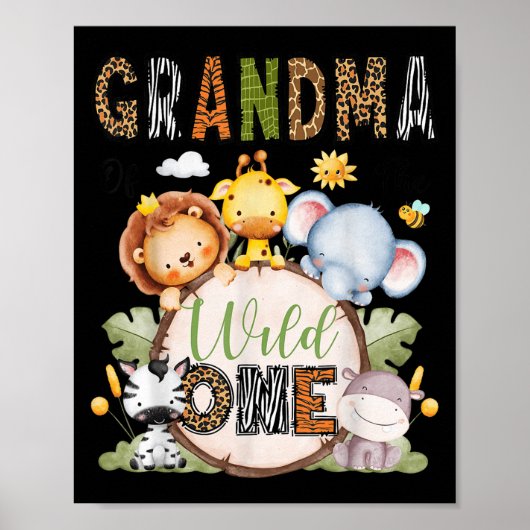 Grandma Of The Wild One 1st Birthday Boy Jungle Sa Poster (Vorne)