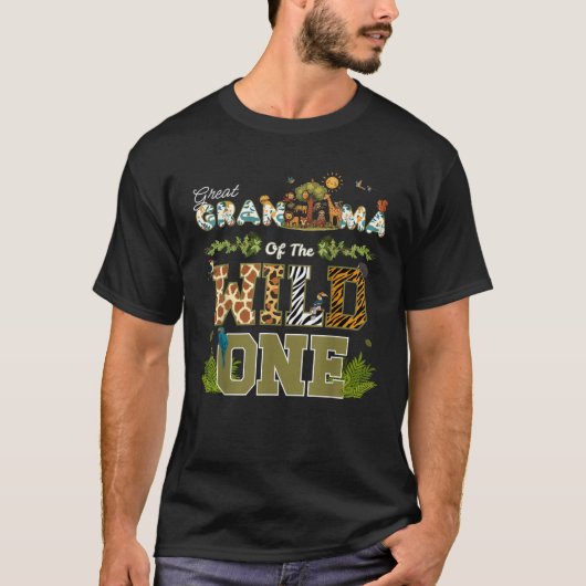 Grandma of The Wild One 1st Birthday Safari Funny T-Shirt (Vorderseite)