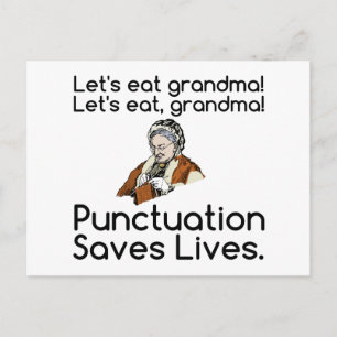 GRANDMA PANCTUATION RETTE LEBEN POSTKARTE