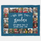 Grandma Photo Collage - Up to 20 photos Blue Fleecedecke (Vorderseite (Horizontal))