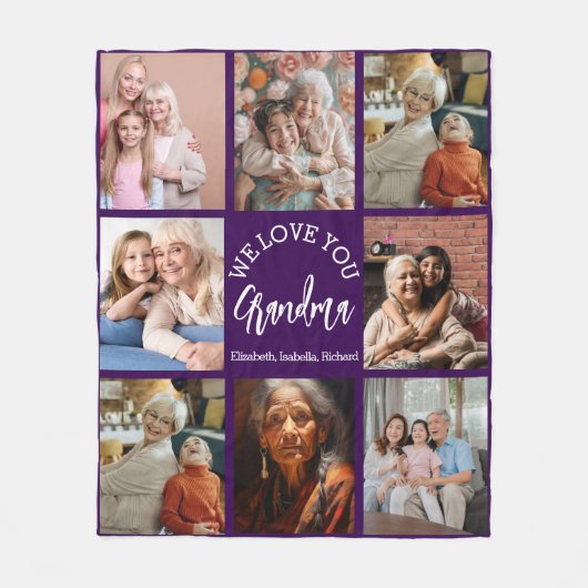 Grandma Photo Custom Throw with Grandkids Fleecedecke (Vorderseite)