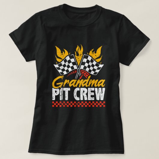 Grandma Pit Crew Race Car Themed Party Racing Fami T-Shirt (Design vorne)