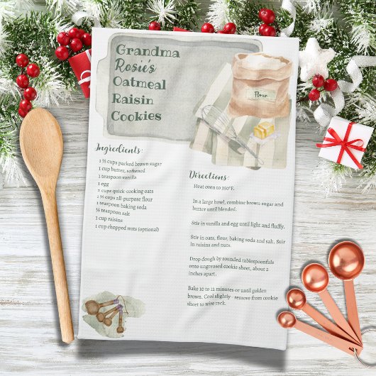 Grandma Recipes Oatmeal Cookies Custom Keepsake Geschirrtuch