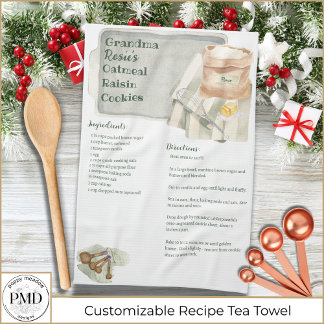 Grandma Recipes Oatmeal Cookies Custom Keepsake Geschirrtuch
