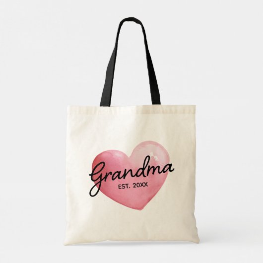 Grandma Reveal Est Year Watercolor Heart Tragetasche (Rückseite)