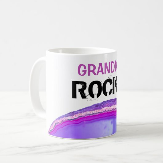 *~* GRANDMA ROCKS Stone Lapidary Agate Slab Kaffeetasse (Vorderseite Links)