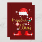 Grandma Santa Claus Funny Family Christmas Pjs Einladung (Vorne/Hinten)