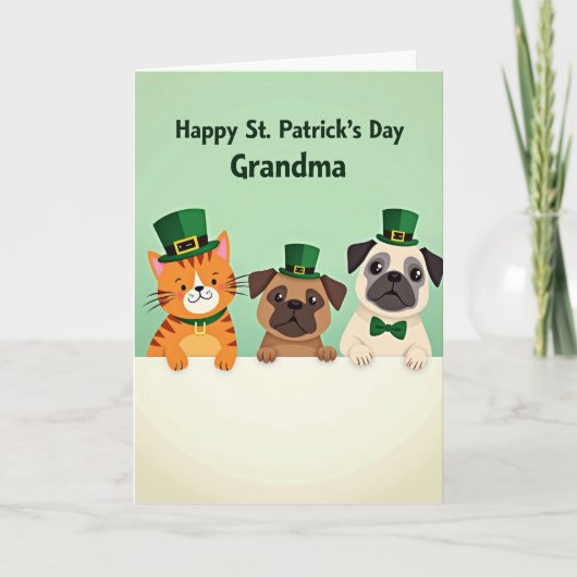 Grandma St Patricks Day Animal Card Karte (Vorderseite)