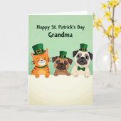 Grandma St Patricks Day Animal Card Karte (Gelbe Blume)