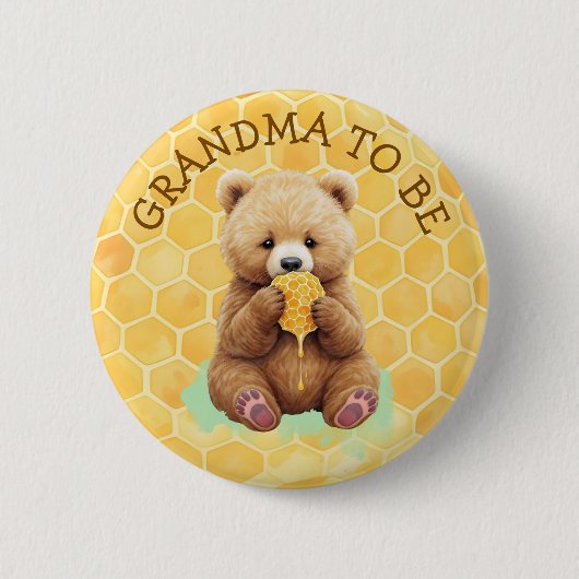 Grandma to Be | Bear themed Boy's Baby Shower Button (Vorderseite)
