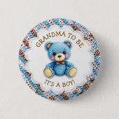 Grandma to be | Crochet Teddy Bear Baby Shower Button (Vorderseite)
