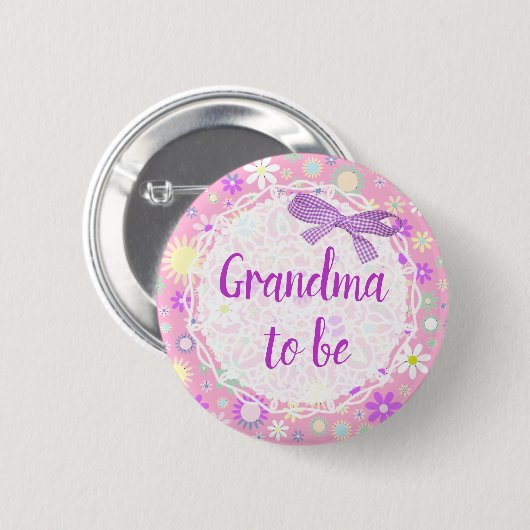Grandma to be Floral Baby Shooting Button (Vorne & Hinten)