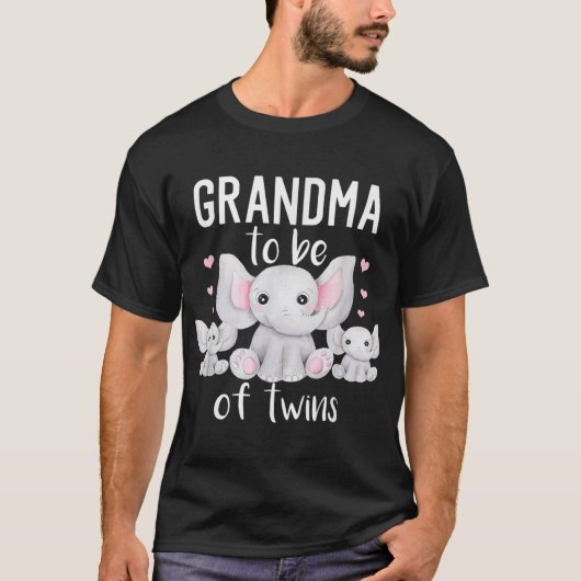 Grandma To Be Of Twins Elephant Baby Shower Twin T-Shirt (Vorderseite)