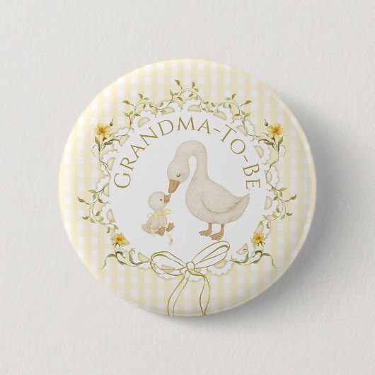 Grandma to be Silly Goose Gingham Baby Shower Button (Vorderseite)