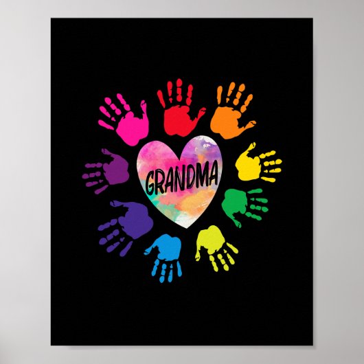 GRANDMA UND GRANDKIDS HERZLICHE FARBHÄNDE POSTER (Vorne)
