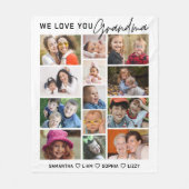 Grandma We Love You 13 Photo Collage White Fleecedecke (Vorderseite)