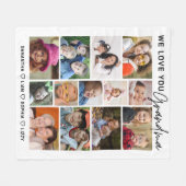 Grandma We Love You 13 Photo Collage White Fleecedecke (Vorderseite (Horizontal))